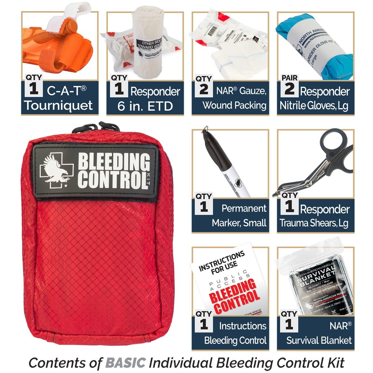 Public Access Individual Bleeding Control Kit - Nylon Stop the Bleed Kit